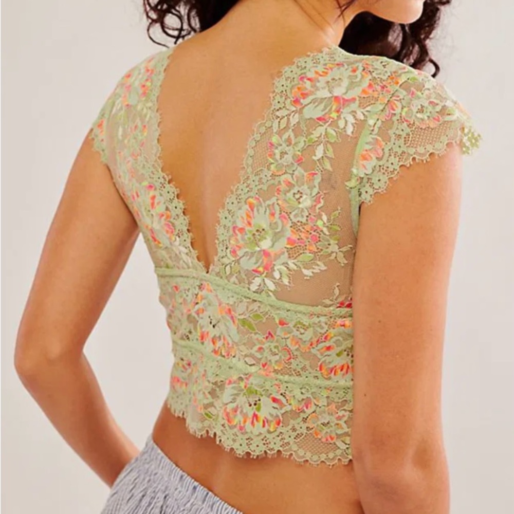 Free People Garden Party Lace Tee Size L